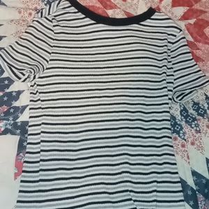 Grey white and black striped No-Bo shirt